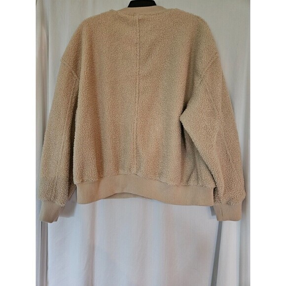 Avec Les Filles Sherpa Teddy Coat Jacket Size Large Full Zip Plush Collard Soft - Picture 3 of 8